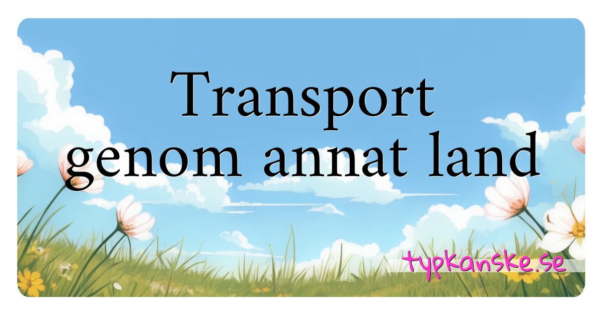 Transport genom annat land synonymer korsord betyder förklaring och användning