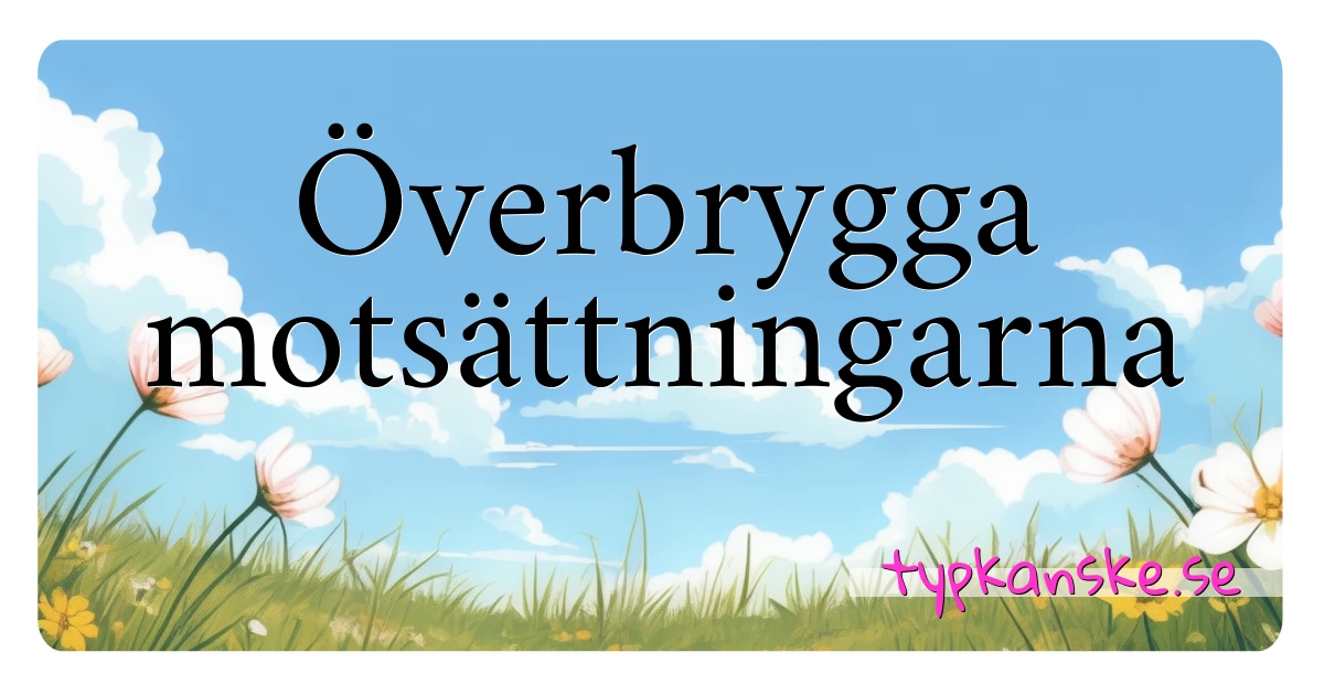 Överbrygga motsättningarna synonymer korsord betyder förklaring och användning