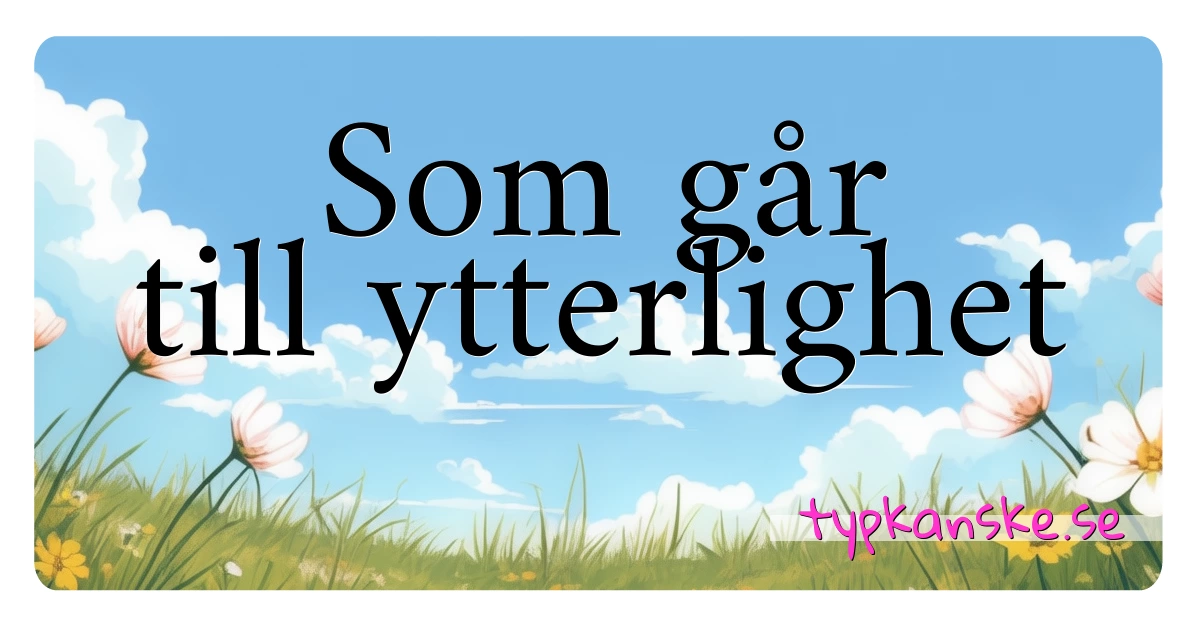 Som går till ytterlighet synonymer korsord betyder förklaring och användning