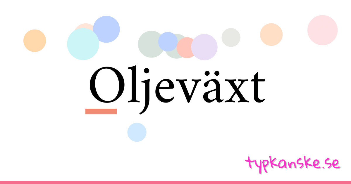 Synonym Till Oljeväxt